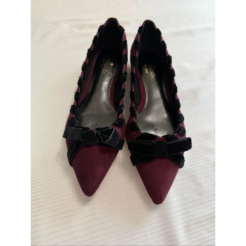 Kate Spade Kalani Deep Cherry Suede Flats Shoes Size 7M - Picture 5 of 11
